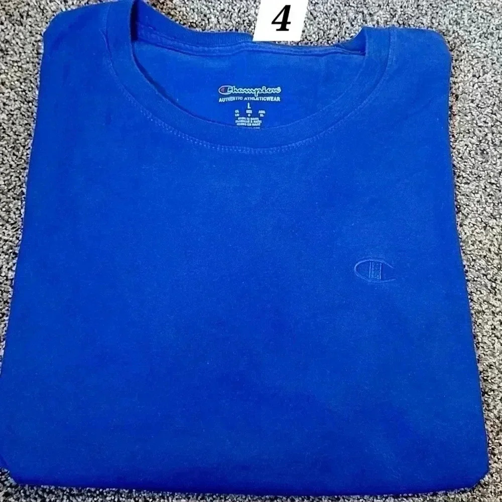 Champion t-shirt, royal blue, men's size Large, short sleeve